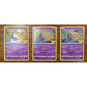 Three Xerneas Basic Pokemon Cards 012/025 Celebration Card 2021
